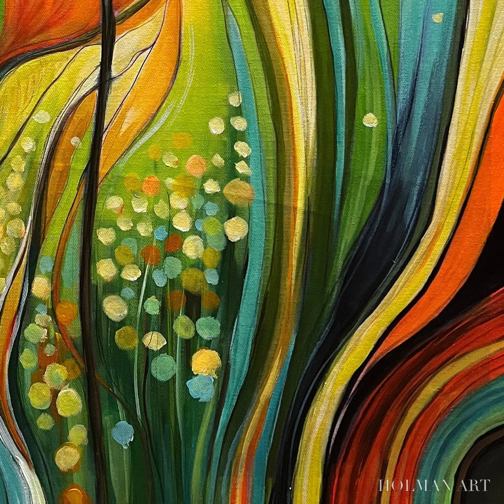 HOLMAN ART Botanical Symphony – Modern Abstract Floral Oil Painting - image 3