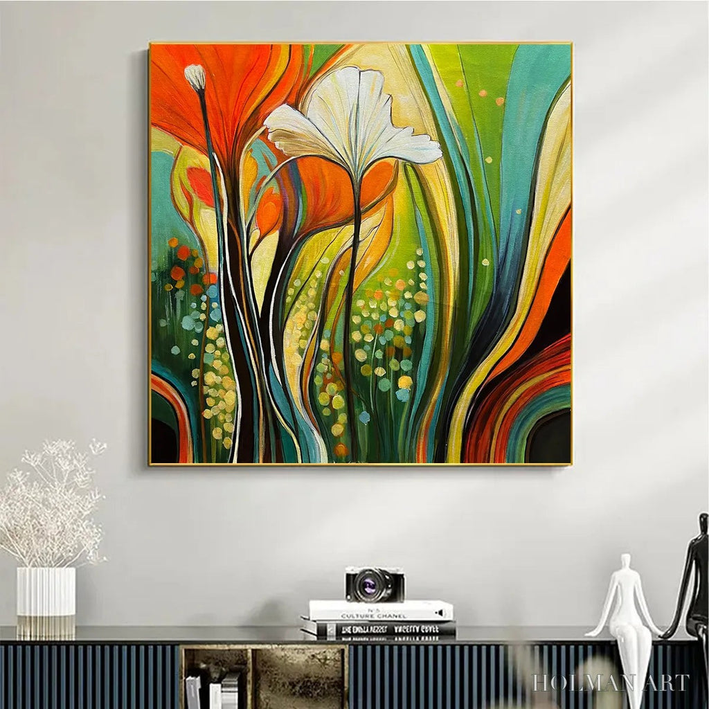 HOLMAN ART Botanical Symphony – Modern Abstract Floral Oil Painting - image 4