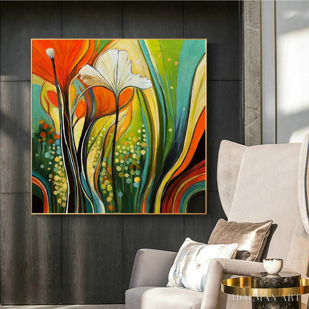 HOLMAN ART Botanical Symphony – Modern Abstract Floral Oil Painting - image 5