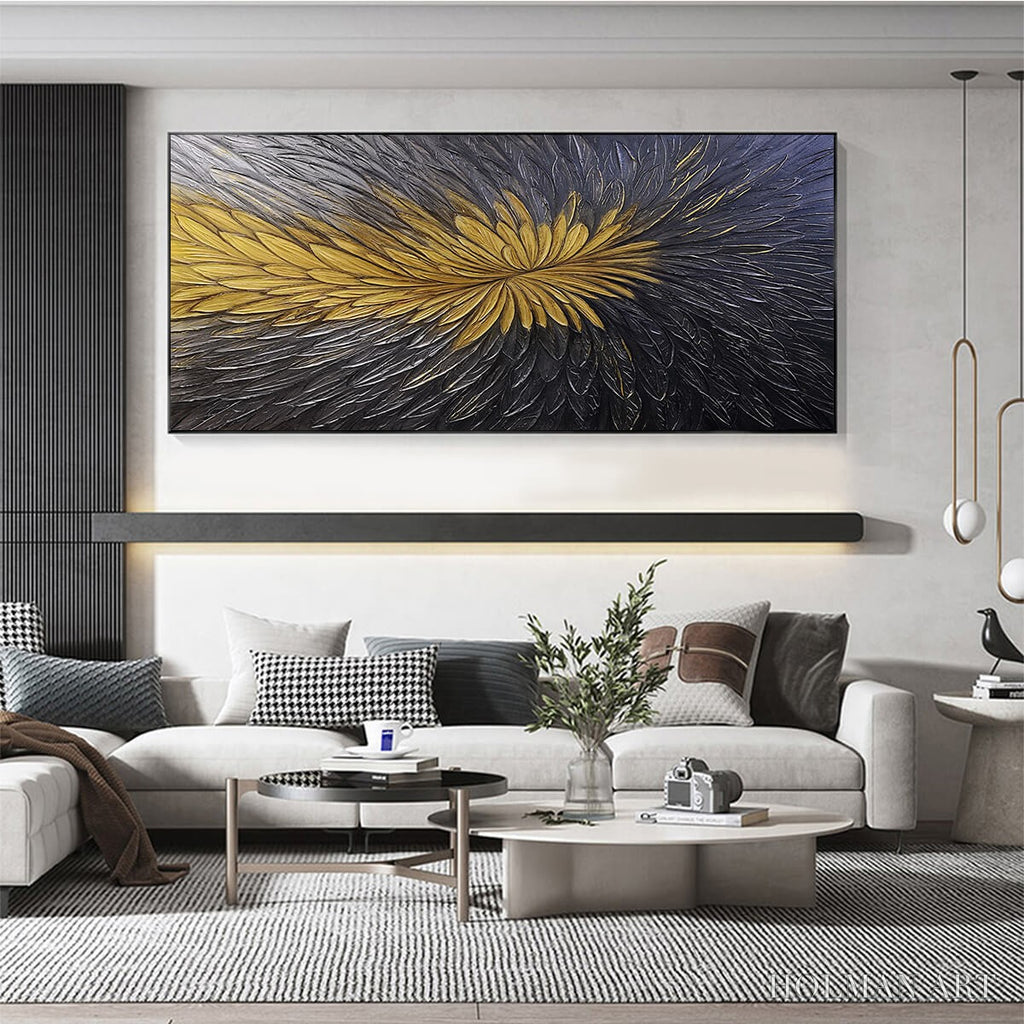 HOLMAN ART Golden Bloom – Textured Abstract Gold Black Oil Painting - image 2