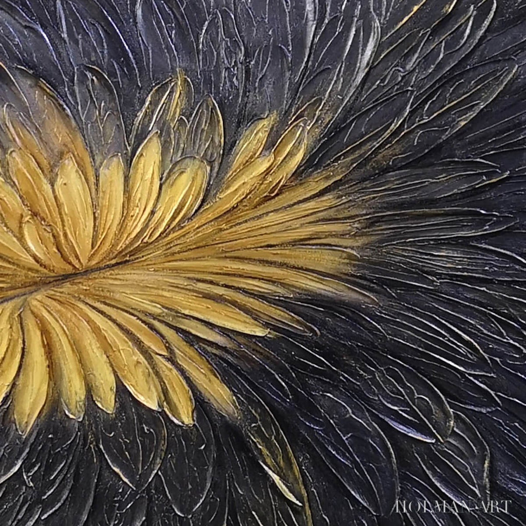 HOLMAN ART Golden Bloom – Textured Abstract Gold Black Oil Painting - image 3