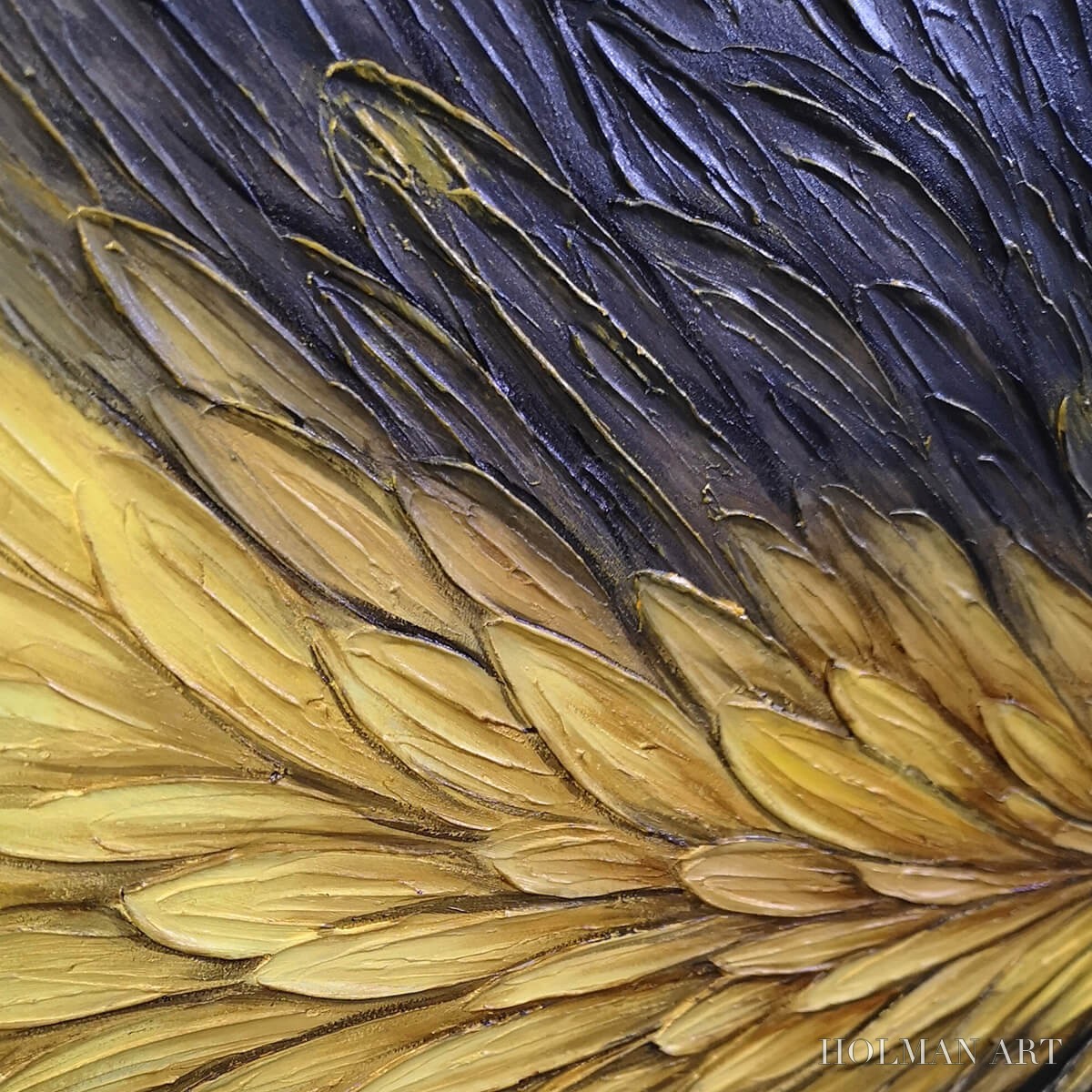 HOLMAN ART Golden Bloom – Textured Abstract Gold Black Oil Painting - image 5