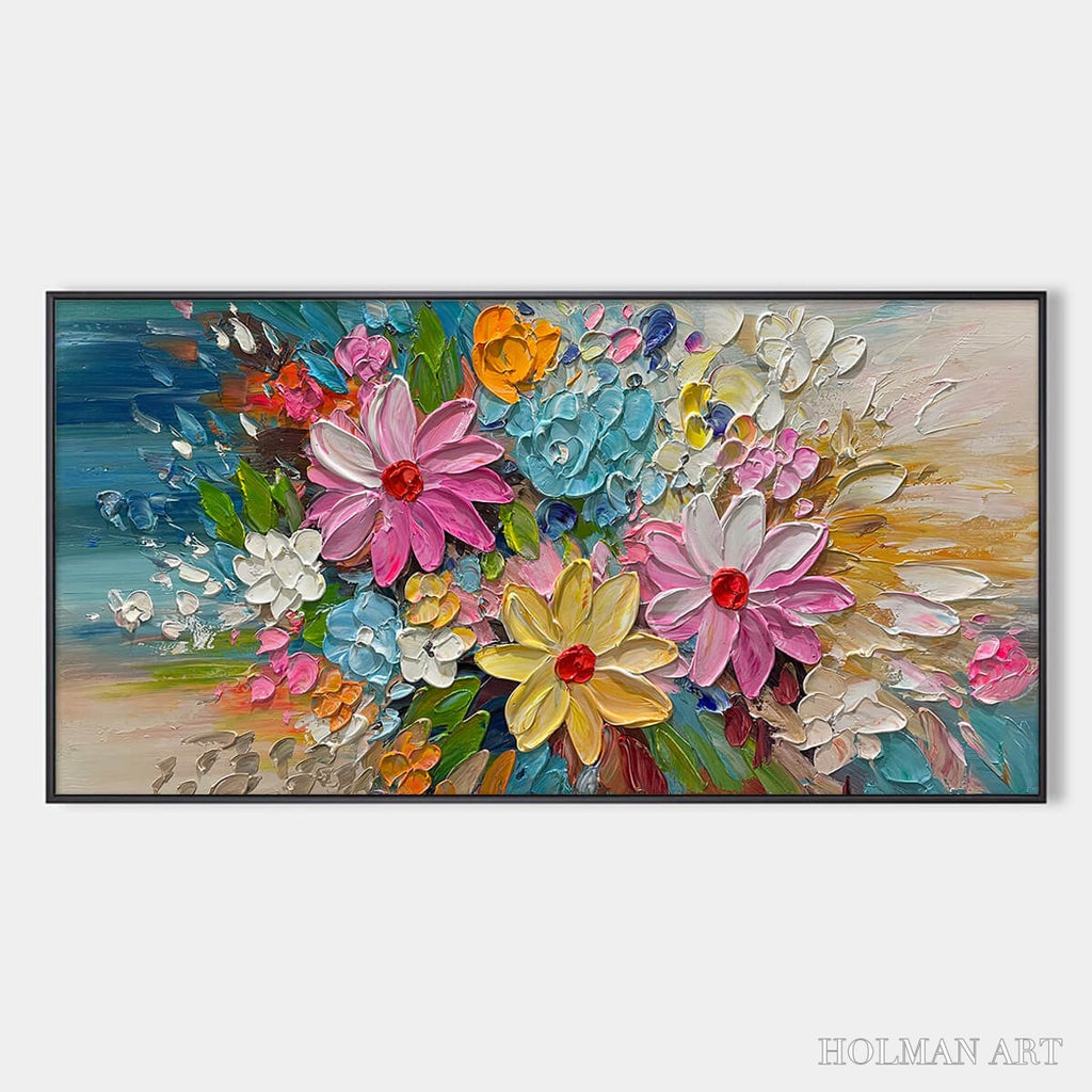 HOLMAN ART Blooming Rhapsody – Colorful Floral Impasto Oil Painting - image 1