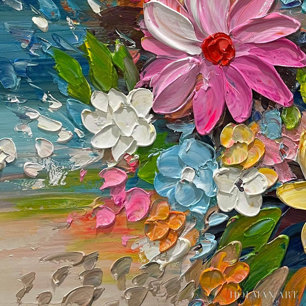 HOLMAN ART Blooming Rhapsody – Colorful Floral Impasto Oil Painting - image 3