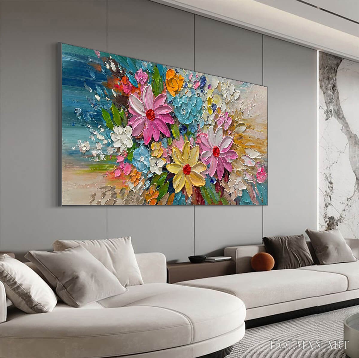 HOLMAN ART Blooming Rhapsody – Colorful Floral Impasto Oil Painting - image 4