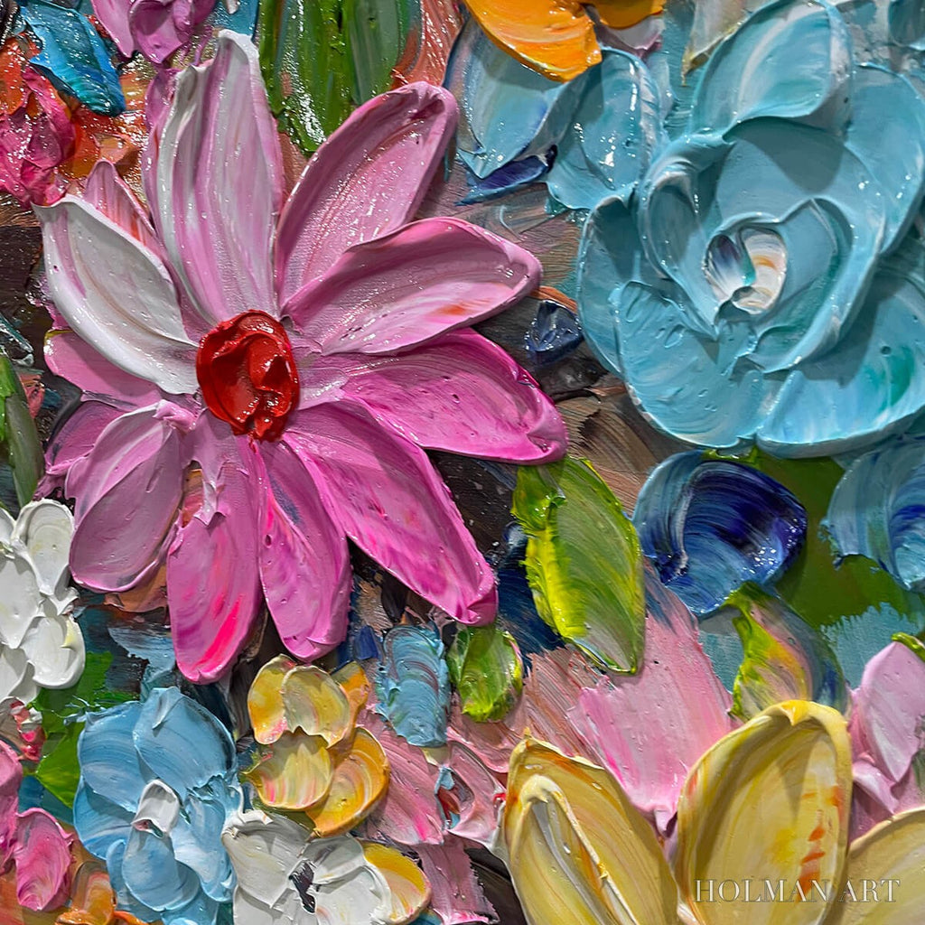HOLMAN ART Blooming Rhapsody – Colorful Floral Impasto Oil Painting - image 5