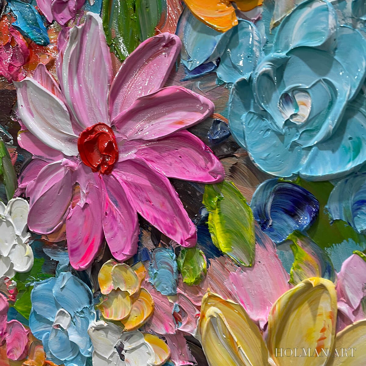 HOLMAN ART Blooming Rhapsody – Colorful Floral Impasto Oil Painting - image 5