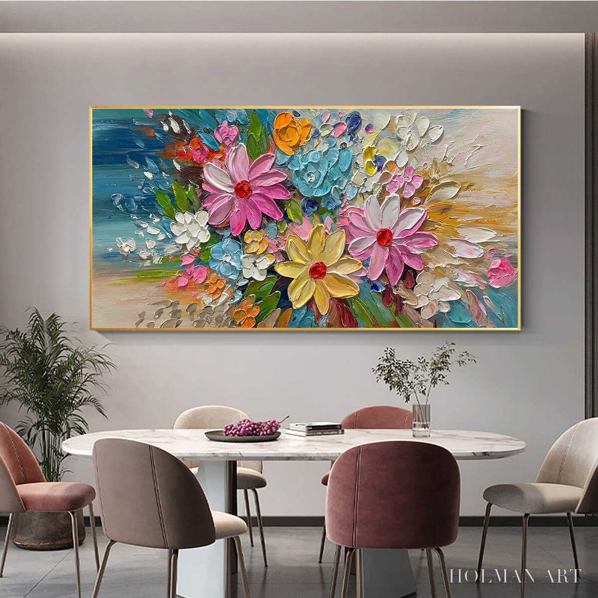 HOLMAN ART Blooming Rhapsody – Colorful Floral Impasto Oil Painting - image 6