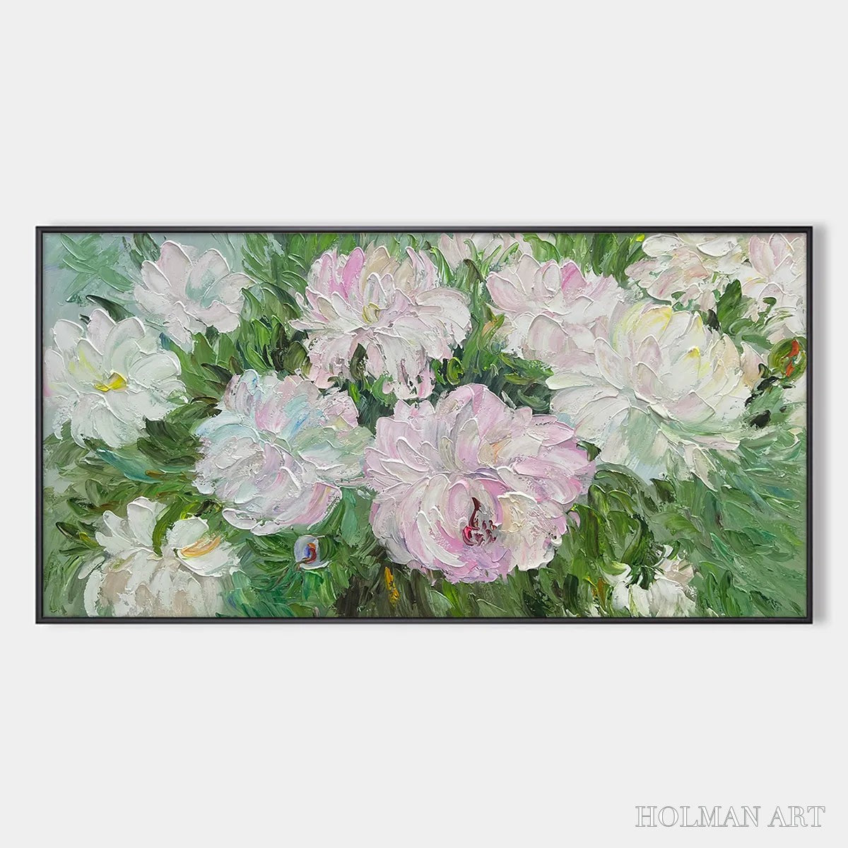 HOLMAN ART Blushing Peonies – Floral Painting in Soft Pink and White - image 1
