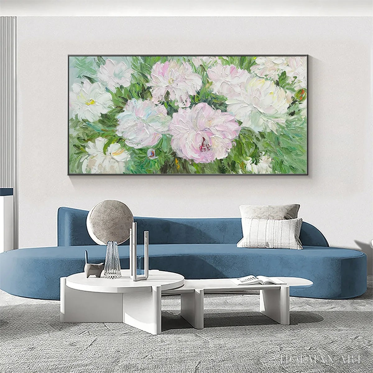 HOLMAN ART Blushing Peonies – Floral Painting in Soft Pink and White - image 2