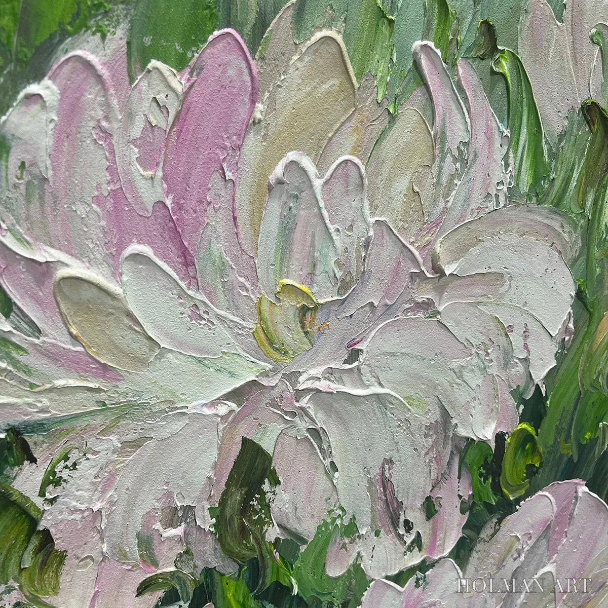 HOLMAN ART Blushing Peonies – Floral Painting in Soft Pink and White - image 3