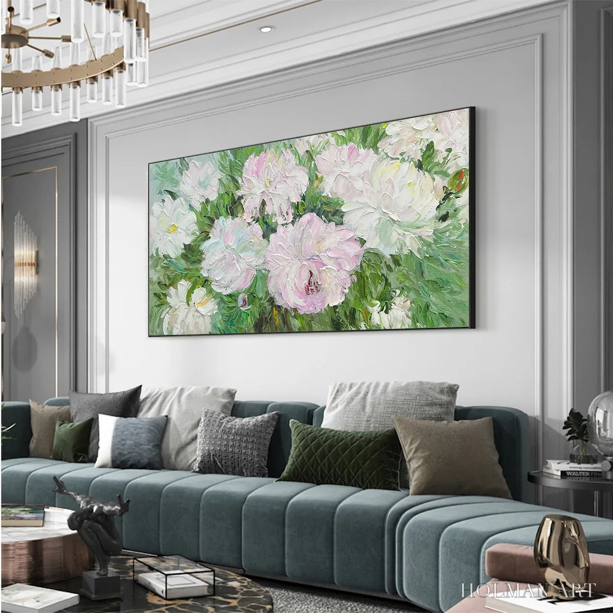 HOLMAN ART Blushing Peonies – Floral Painting in Soft Pink and White - image 4