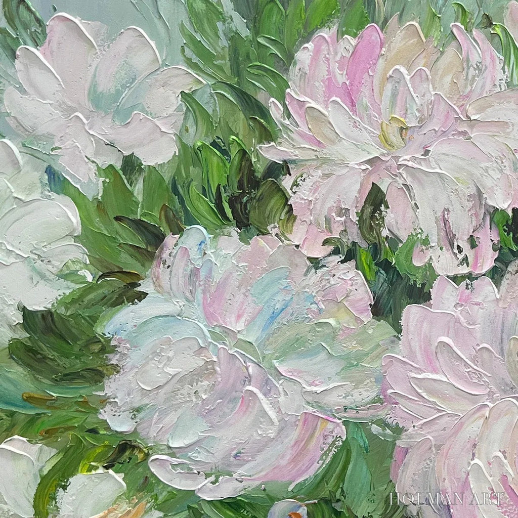 HOLMAN ART Blushing Peonies – Floral Painting in Soft Pink and White - image 5