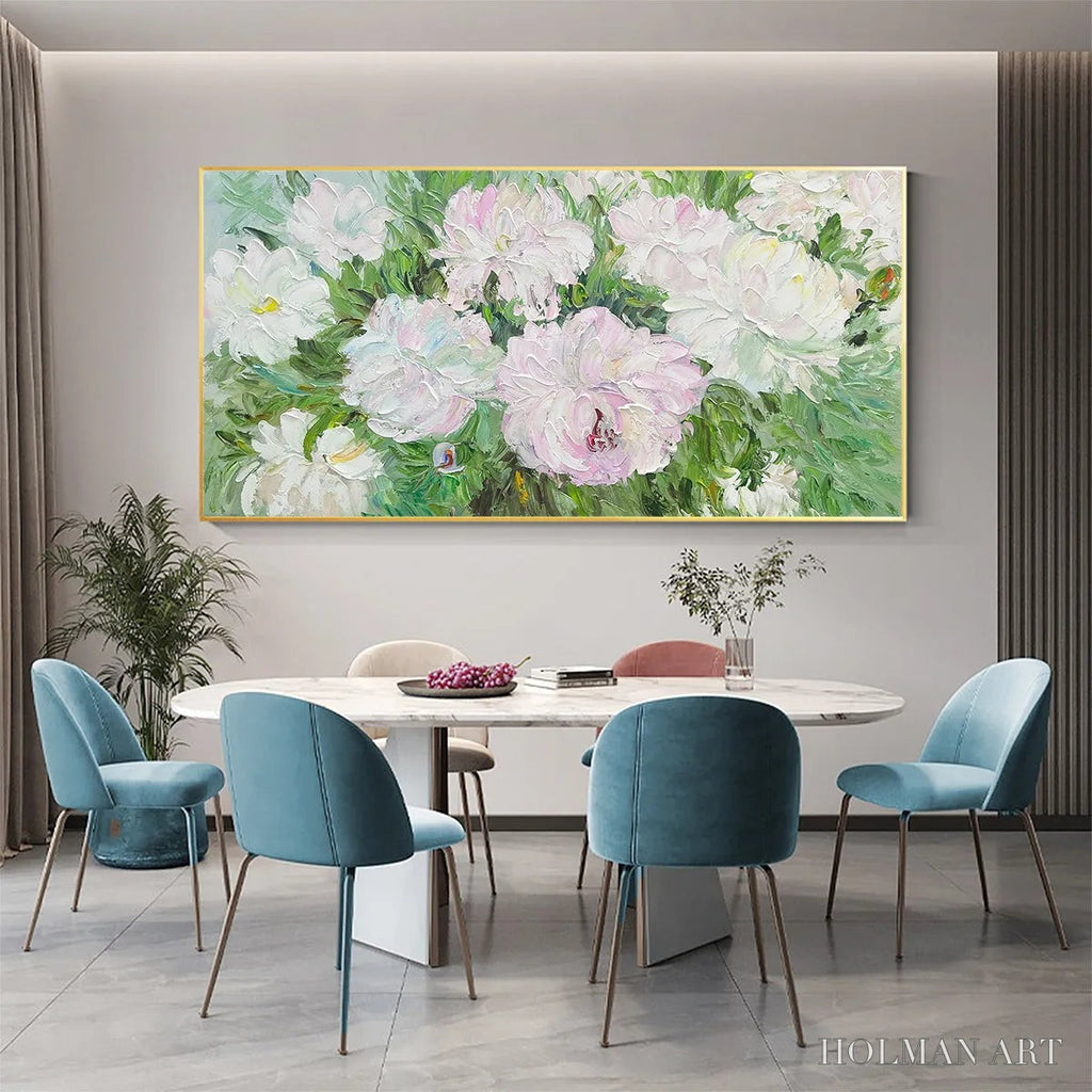 HOLMAN ART Blushing Peonies – Floral Painting in Soft Pink and White - image 6