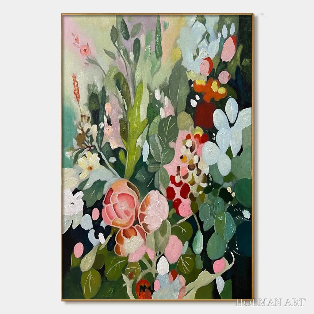 HOLMAN ART Secret Garden – Vertical Floral Painting in Vibrant Colors - image 1