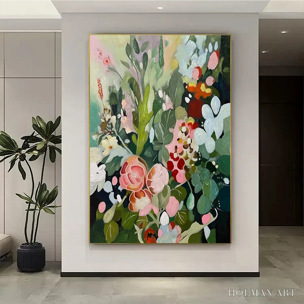 HOLMAN ART Secret Garden – Vertical Floral Painting in Vibrant Colors - image 2