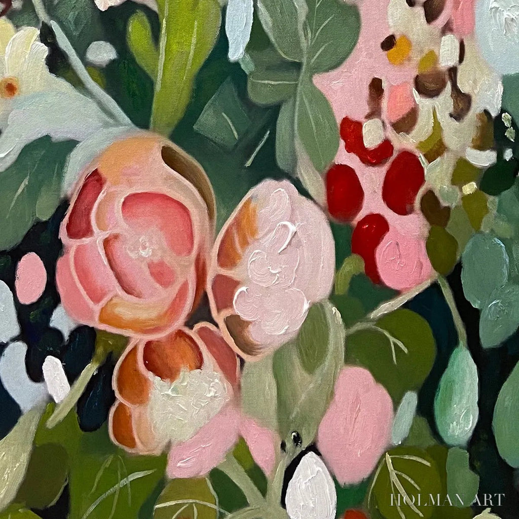HOLMAN ART Secret Garden – Vertical Floral Painting in Vibrant Colors - image 3