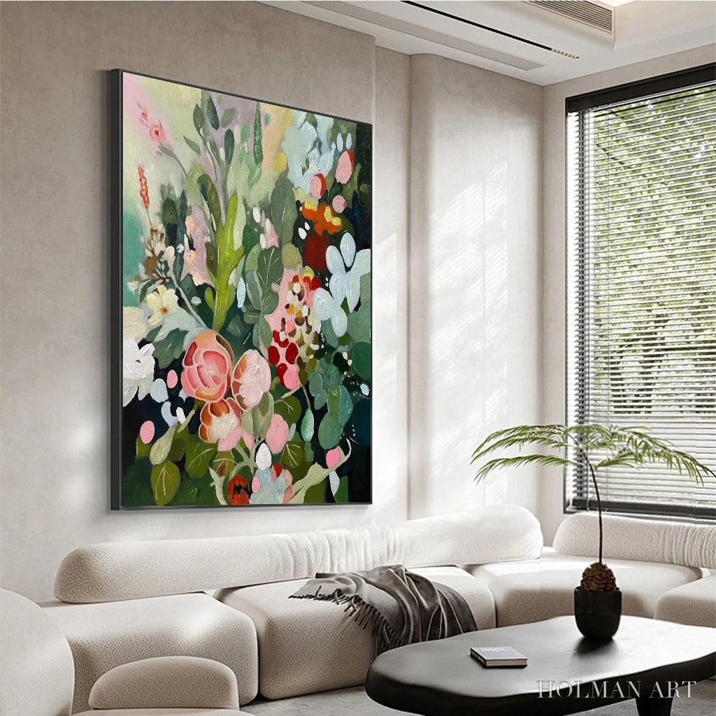 HOLMAN ART Secret Garden – Vertical Floral Painting in Vibrant Colors - image 4