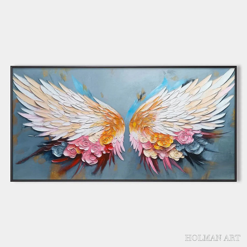 HOLMAN ART Floral Flight – Textured Floral Wings Oil Painting on Canvas - image 1