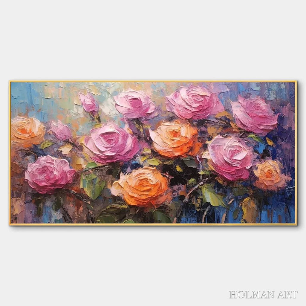 HOLMAN ART Sunkissed Rose Harmony – Original Impasto Floral Oil Painting on Canvas - image 1