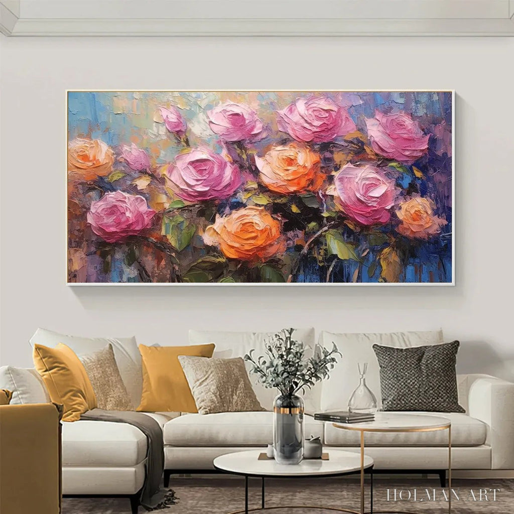 HOLMAN ART Sunkissed Rose Harmony – Original Impasto Floral Oil Painting on Canvas - image 2