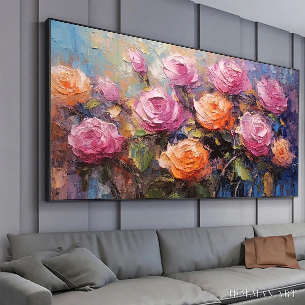 HOLMAN ART Sunkissed Rose Harmony – Original Impasto Floral Oil Painting on Canvas - image 3