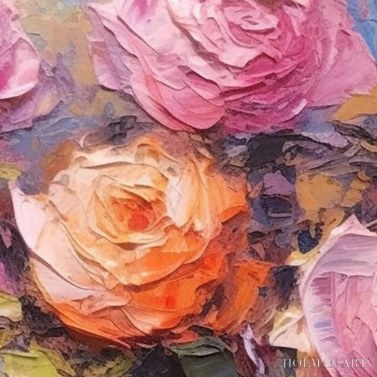 HOLMAN ART Sunkissed Rose Harmony – Original Impasto Floral Oil Painting on Canvas - image 5