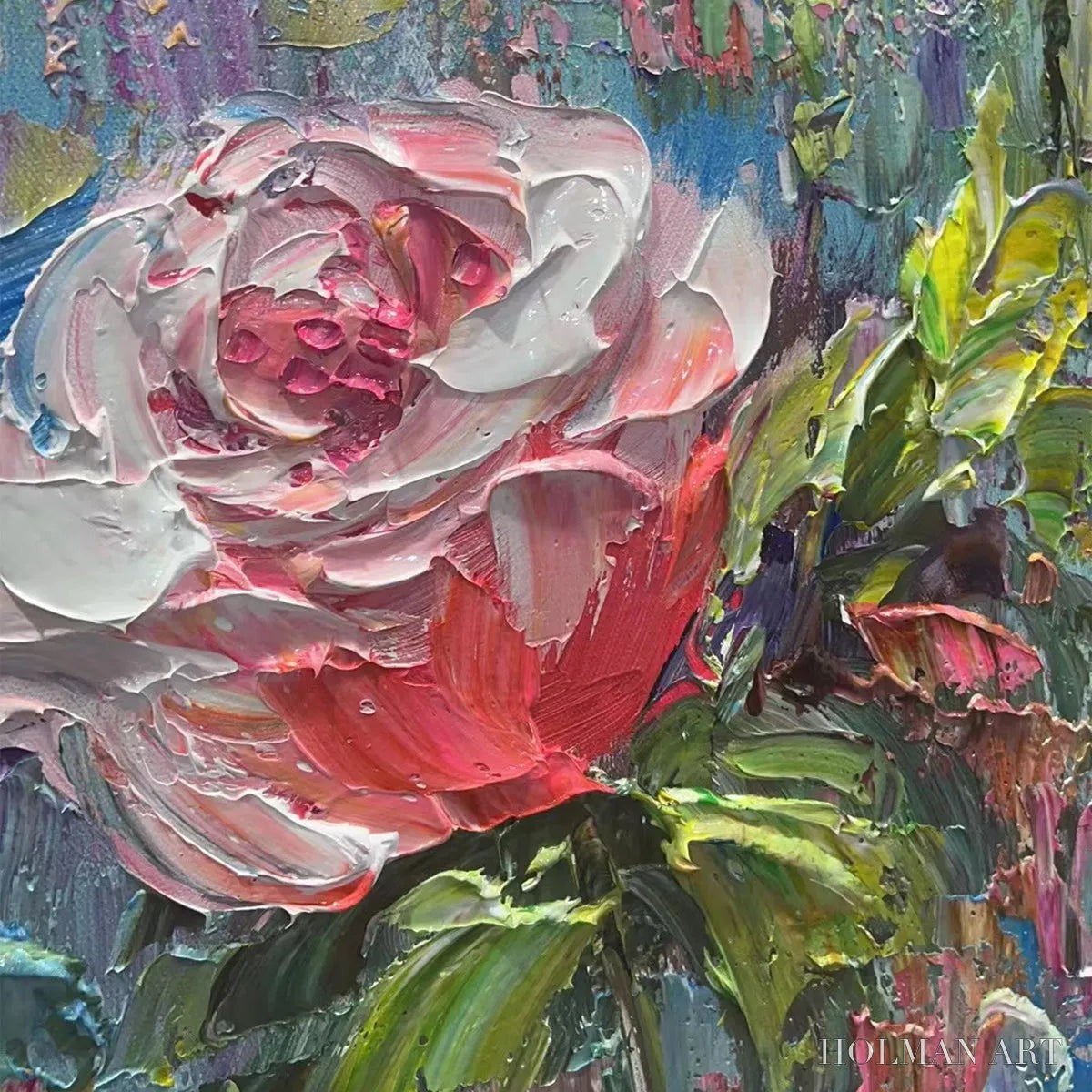 HOLMAN ART Pastel Rose Garden – Original Impasto Floral Oil Painting - image 3
