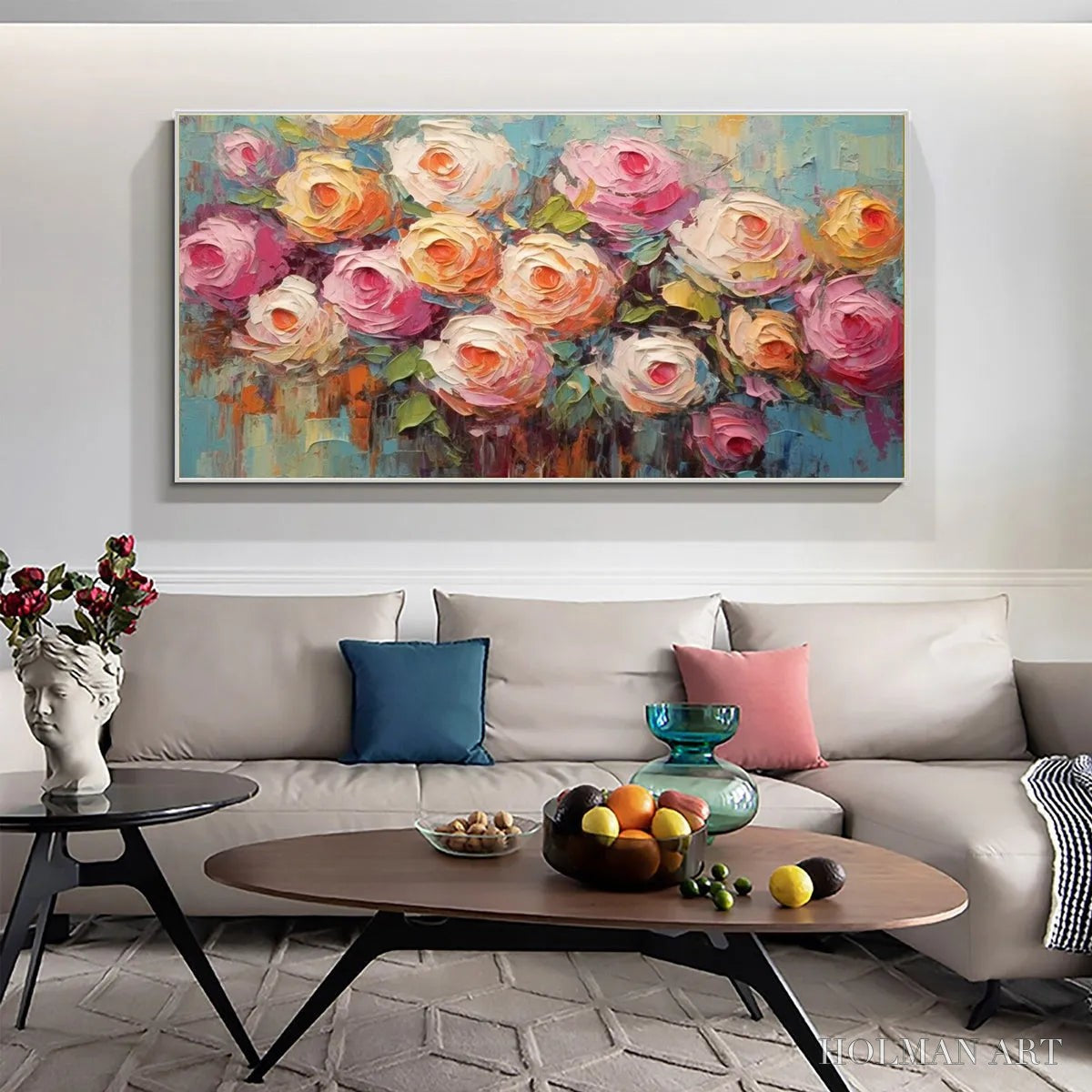HOLMAN ART Blooming Bouquet Rhapsody – Colorful Impasto Floral Rose Painting for Wall Decor - image 2