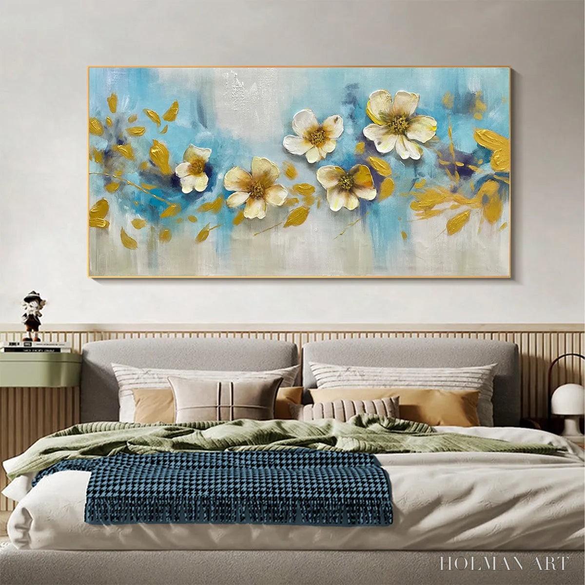 HOLMAN ART Golden Blossom Drift – Floral Painting with Gold Accents - image 2