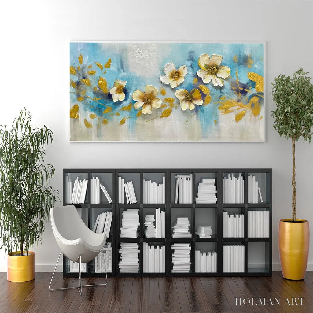HOLMAN ART Golden Blossom Drift – Floral Painting with Gold Accents - image 6