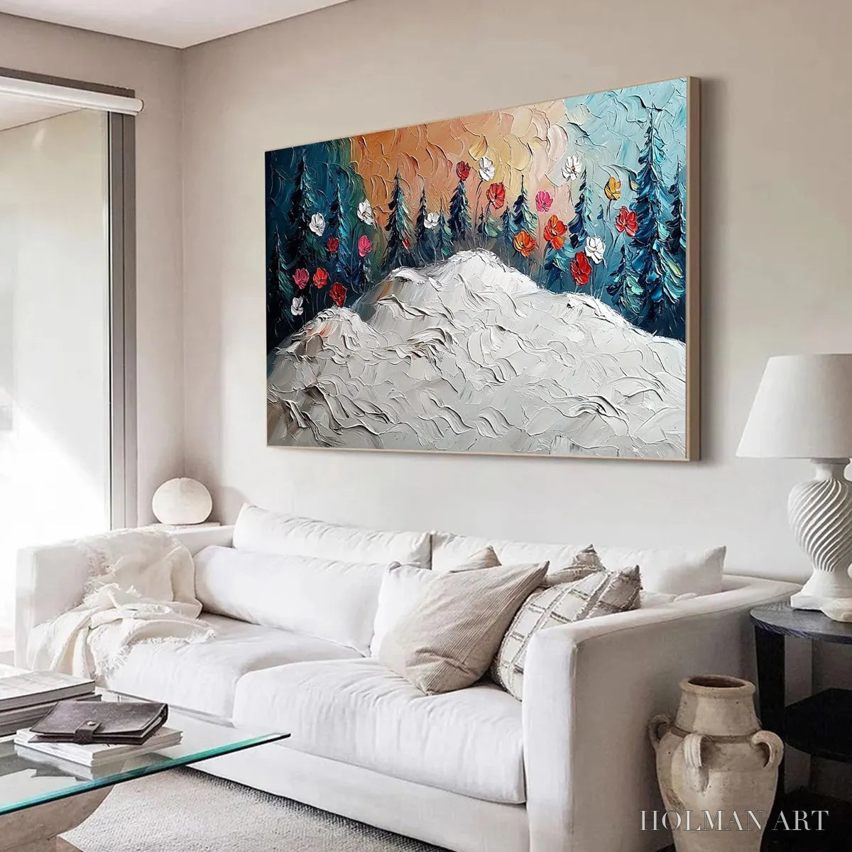 HOLMAN ART Frozen Bloom – Textured Impasto Landscape with Floral Accents - image 2