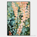 HOLMAN ART Secret Garden – Vertical Abstract Floral Painting, Textured Green and Pink Garden, Living Room, Bedroom,… - image 1