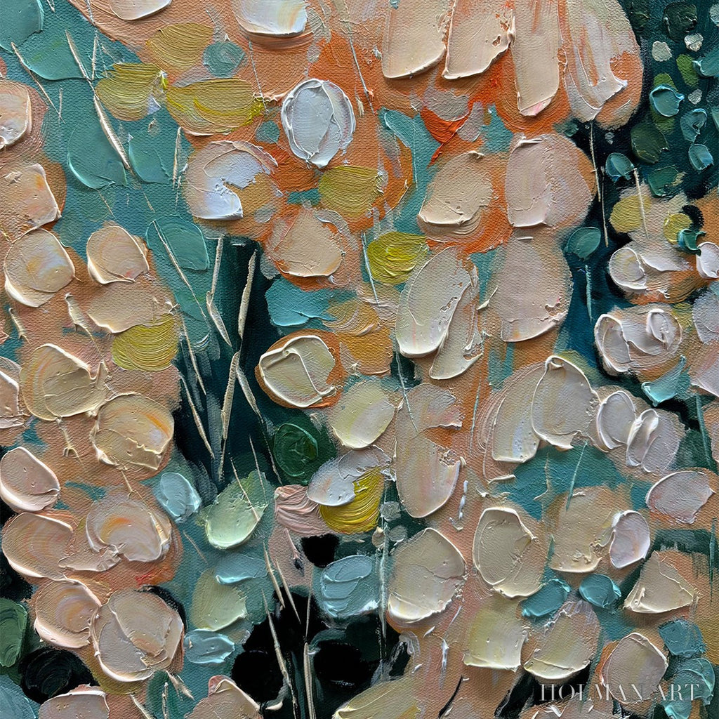 HOLMAN ART Secret Garden – Vertical Abstract Floral Painting, Textured Green and Pink Garden, Living Room, Bedroom,… - image 5