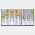 HOLMAN ART Golden Rain – Minimalist Floral Oil Painting in Gold and Grey - image 1