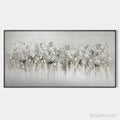 HOLMAN ART Silver Mist – Minimalist Floral Oil Painting in Silver and Grey - image 1