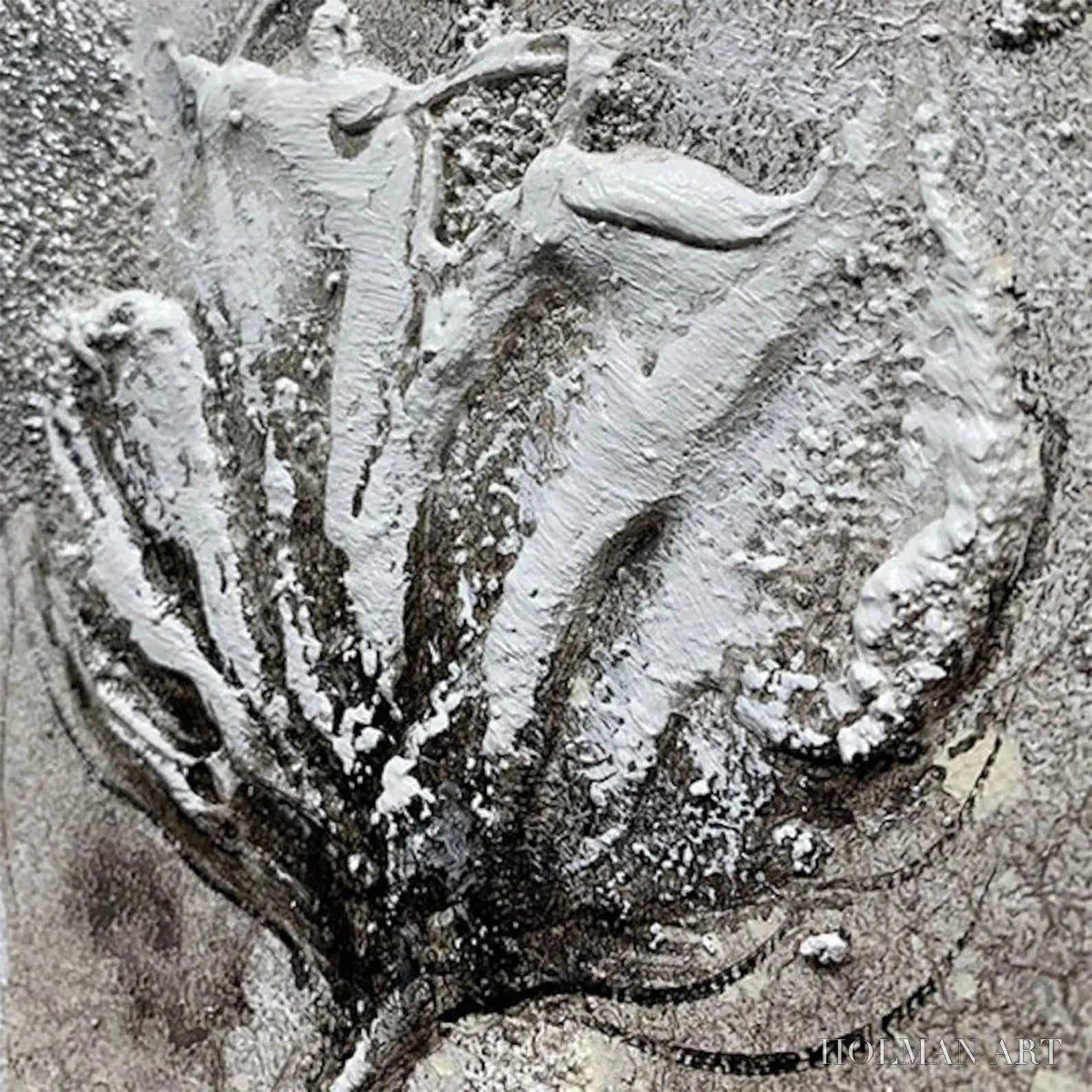 HOLMAN ART Silver Mist – Minimalist Floral Oil Painting in Silver and Grey - image 3
