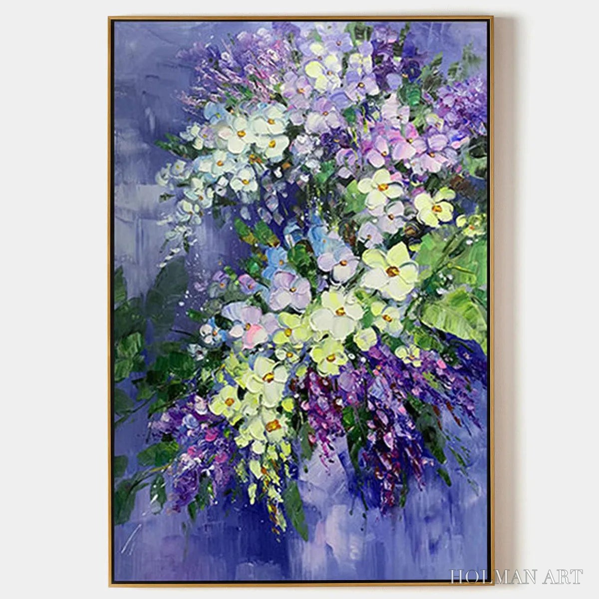 HOLMAN ART Serenity in Purple – Vertical Impasto Floral Oil Painting - image 1