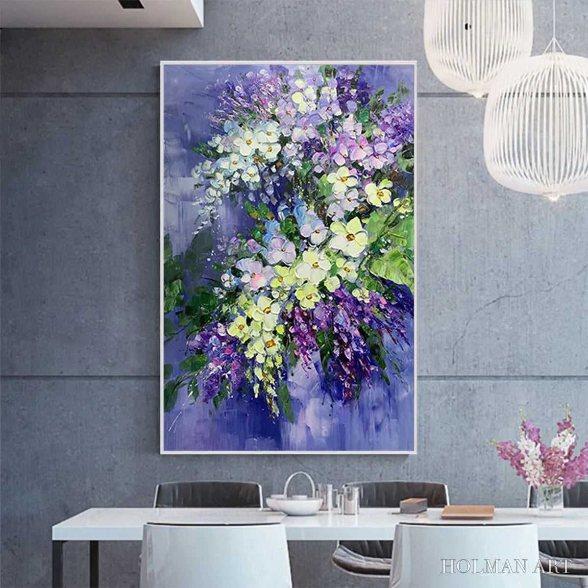 HOLMAN ART Serenity in Purple – Vertical Impasto Floral Oil Painting - image 2