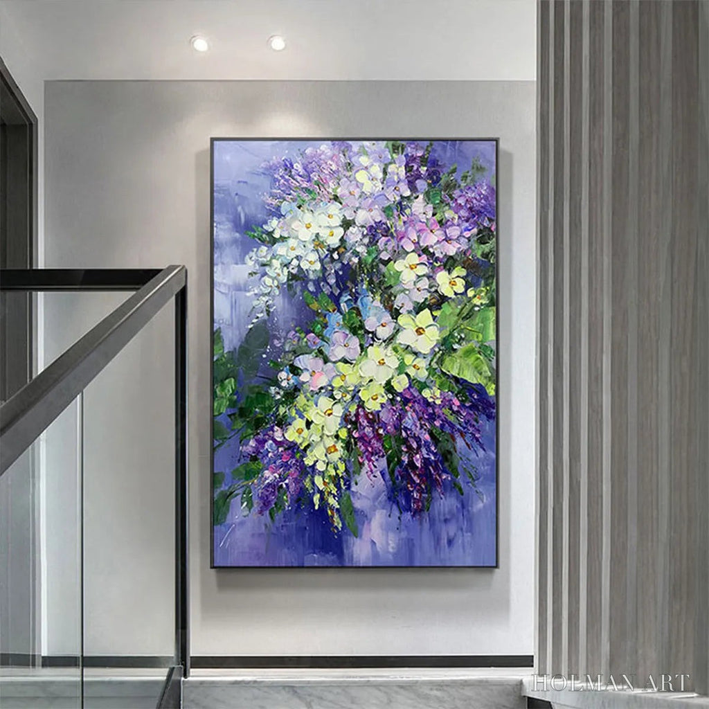 HOLMAN ART Serenity in Purple – Vertical Impasto Floral Oil Painting - image 4