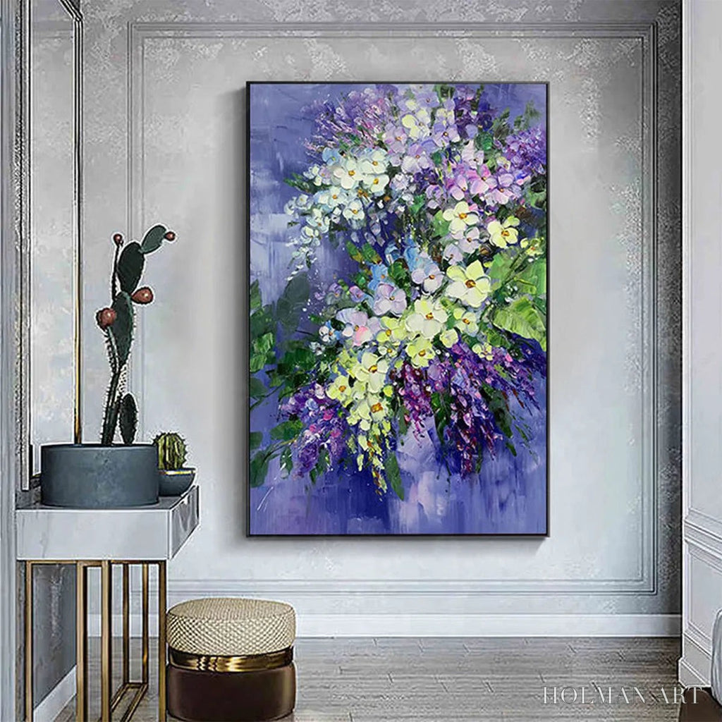 HOLMAN ART Serenity in Purple – Vertical Impasto Floral Oil Painting - image 6