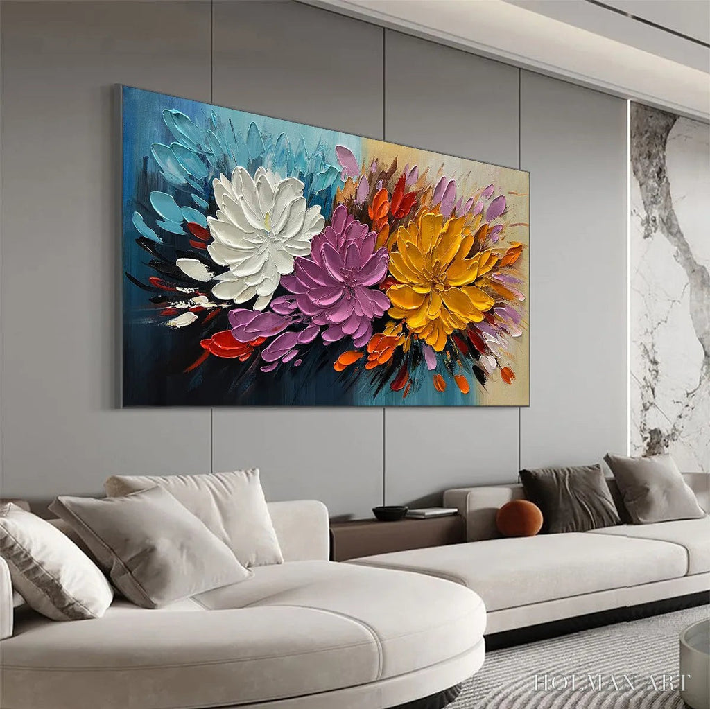 HOLMAN ART Autumn Bouquet – Textured Floral Painting, Impasto Flowers, Colorful, Living Room, Dining Room - image 4