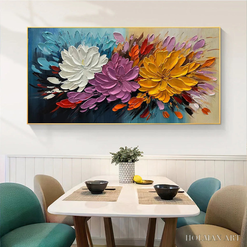 HOLMAN ART Autumn Bouquet – Textured Floral Painting, Impasto Flowers, Colorful, Living Room, Dining Room - image 6