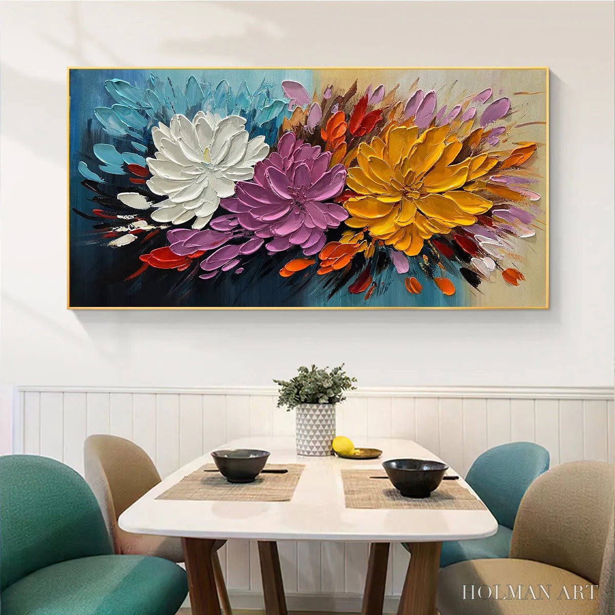 HOLMAN ART Autumn Bouquet – Textured Floral Painting, Impasto Flowers, Colorful, Living Room, Dining Room - image 6