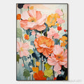 HOLMAN ART Spring Bouquet – Vertical Textured Floral Painting, Impasto Pink and Orange Flowers, Living Room, Bedroom,… - image 1