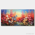 HOLMAN ART Blooming Meadow – Panoramic Floral Landscape Painting, Impasto Flowers, Colorful, Living Room, Bedroom,… - image 1
