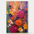 HOLMAN ART Colorful Bouquet – Vertical Impasto Floral Painting, Vibrant Colorful Flowers, Textured - image 1