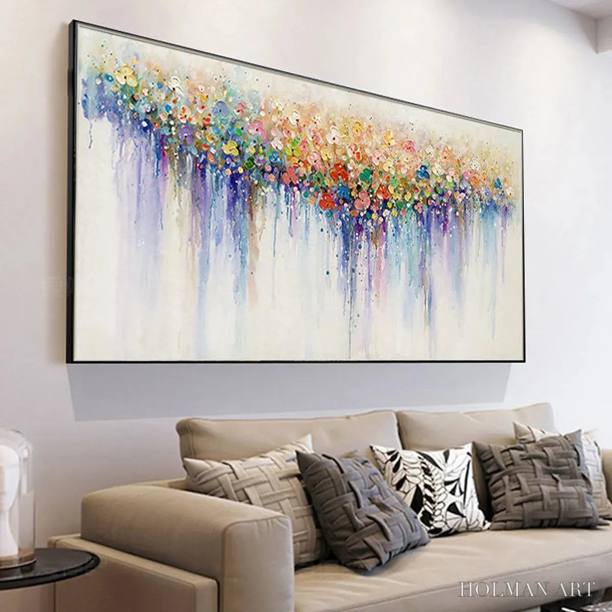 HOLMAN ART Flowerfall – Panoramic Abstract Floral Oil Painting with Watercolor Effect - image 2