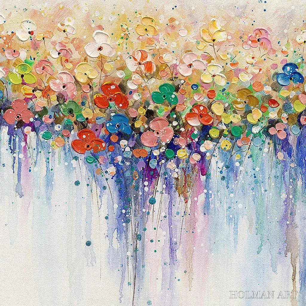 HOLMAN ART Flowerfall – Panoramic Abstract Floral Oil Painting with Watercolor Effect - image 3