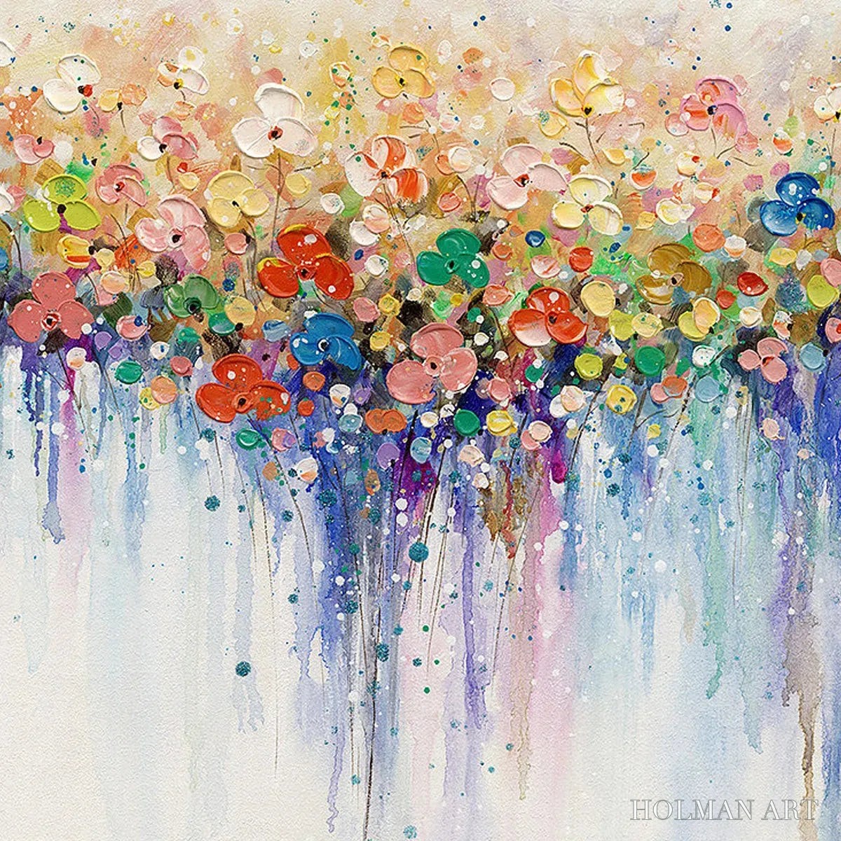 HOLMAN ART Flowerfall – Panoramic Abstract Floral Oil Painting with Watercolor Effect - image 3